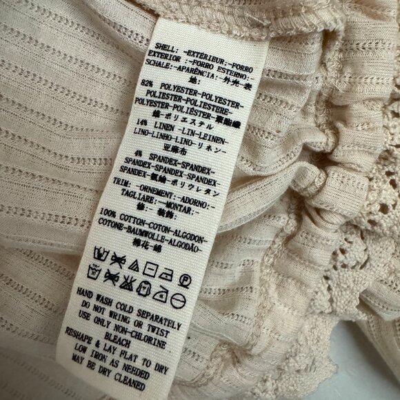 NWT, Free People Third Date Top, Crocheted Hem, Almond / Off-white Color, L - Picture 14 of 14